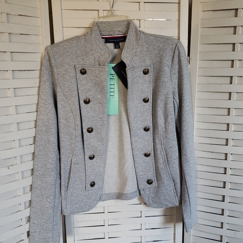 Tommy Hilfiger Gray Double-Breasted Jacket New Size XSP
